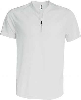 T-shirt 1/4 zip manches courtes unisexe PA486 - White